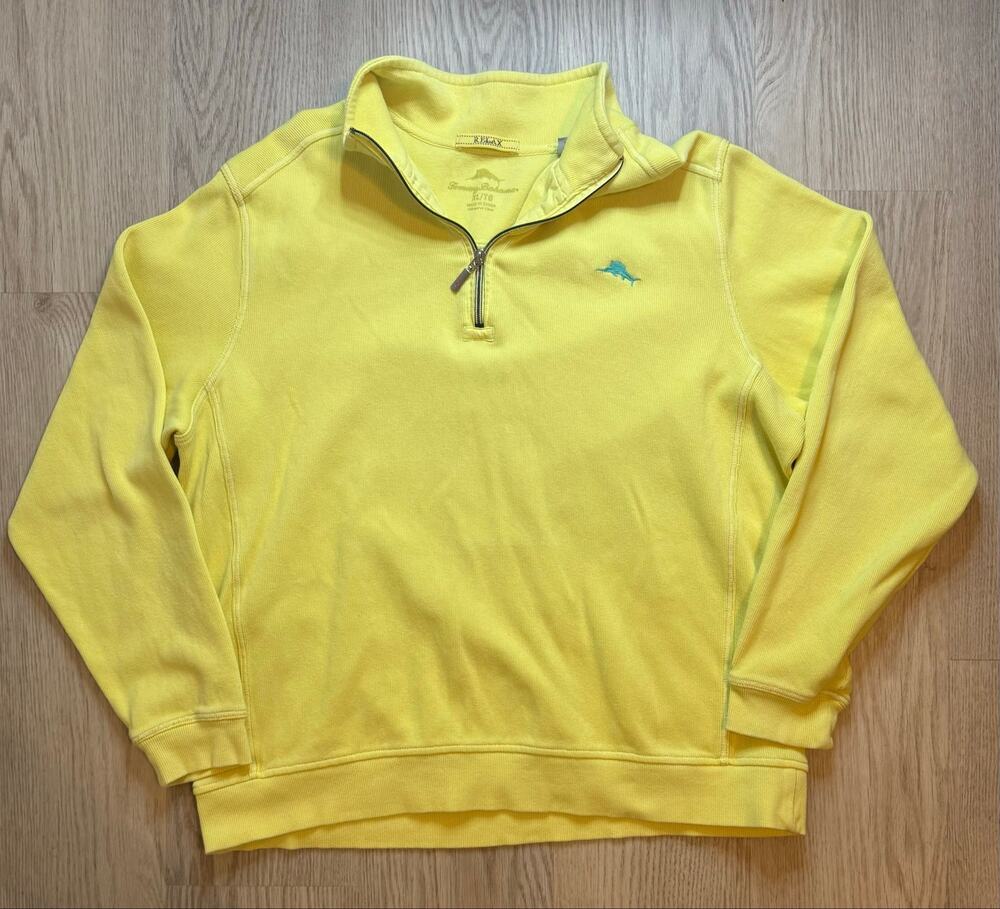 Tommy Bahama Men’s Yellow Quarter‑Zip Pullover – XL/TG – Relax Fit – IslandZone